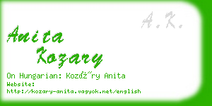 anita kozary business card